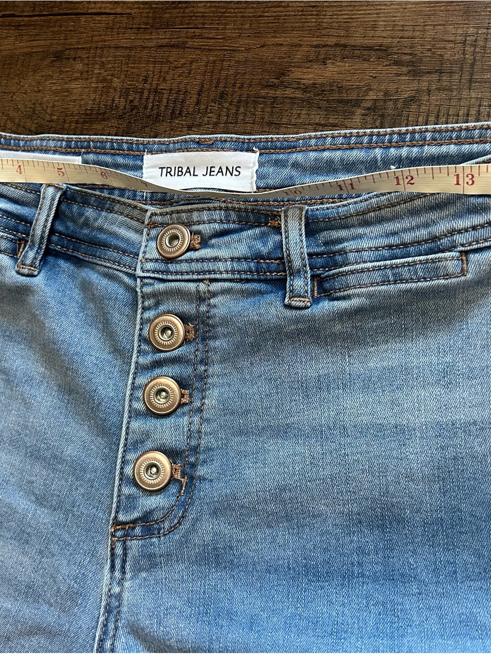 Sz 8 Tribal Jeans - Audrey Mid rise Wide-Leg Crop Button-Fly Jean - Picture 5 of 8